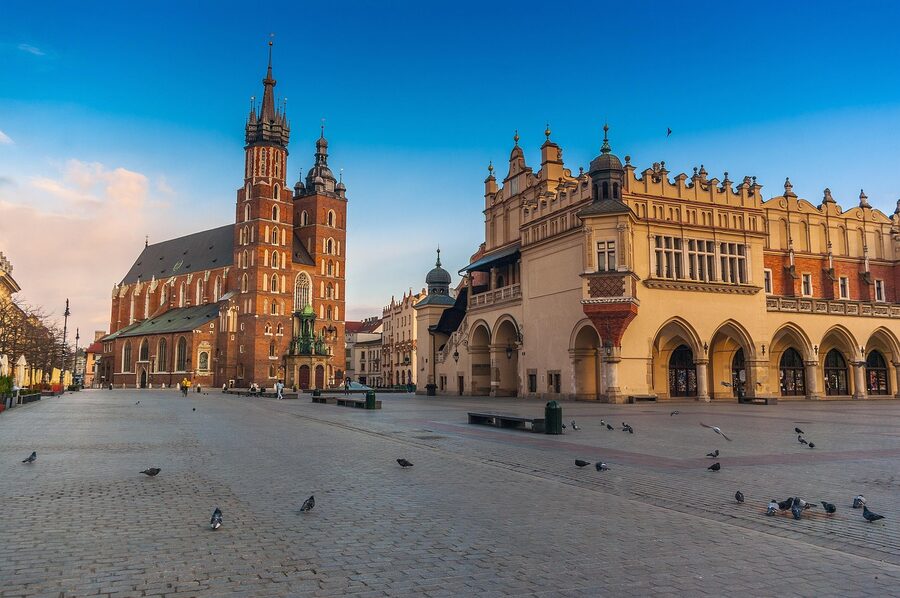 Krakow Main Market with monument and architecture