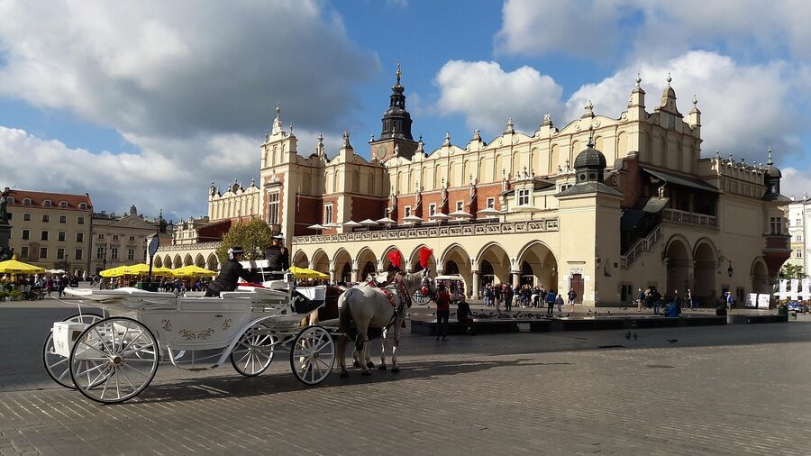 Krakow Sukiennice Cloth Hall arched gallery