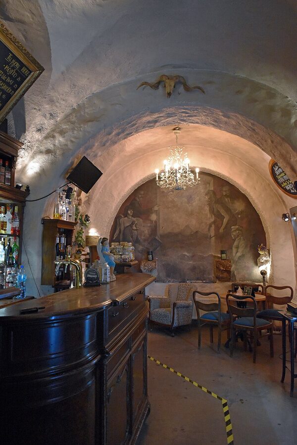 Pod Baranami Cellar under the Rams bar interior in Krakow Old Town