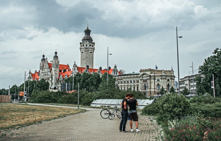Leipzig historic architecture with bicycles
