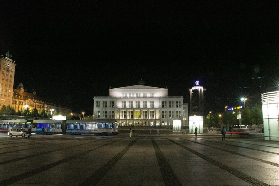 Leipzig Opera House at night
