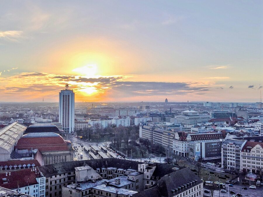 Leipzig sunrise skyline at dawn