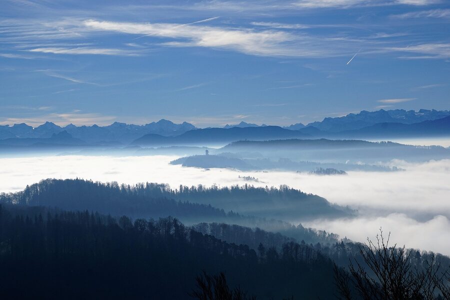 Swiss mountains and countryside near Zurich