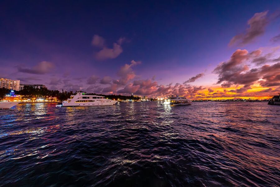 Lisbon boat sunset colors