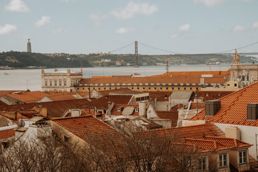 Lisbon riverside at sunset