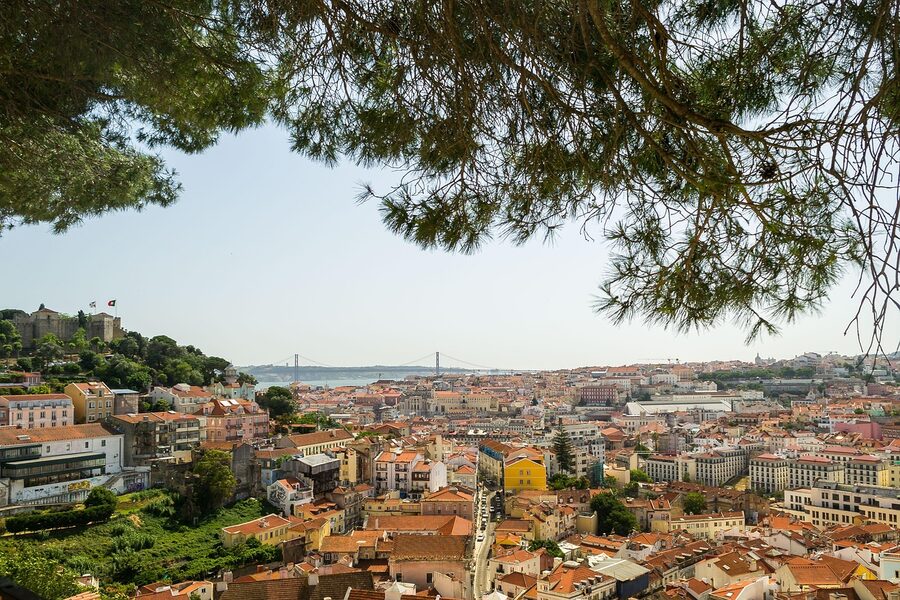 Miradouro viewpoint in Lisbon with panoramic city view