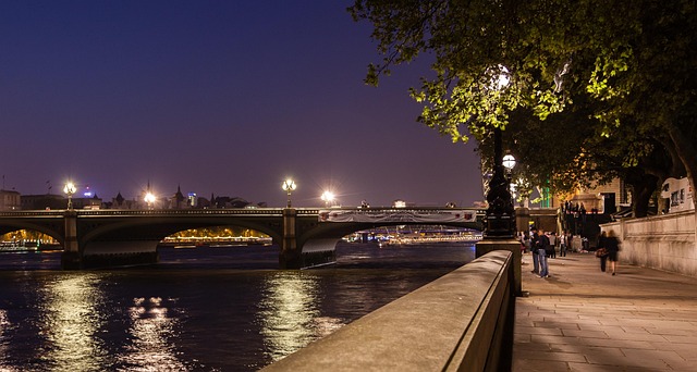 Westminster Bridge illuminated at night with Thames and Big Ben