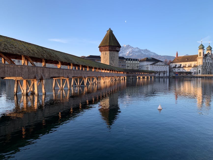 Lucerne Chapel Bridge ancient wooden footbridge