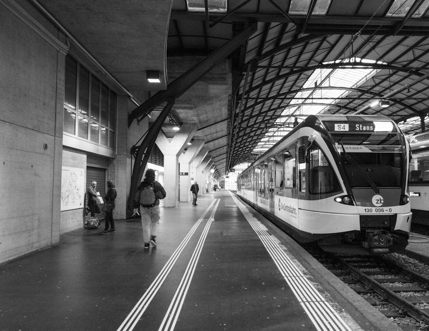 Train on platform at Lucerne station