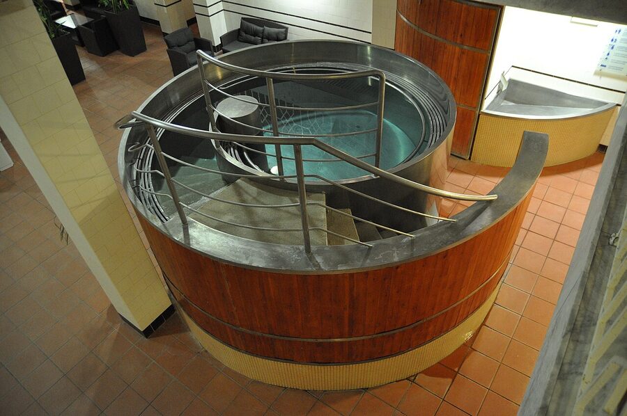 Plunge pool in modern wellness section of Budapest spa
