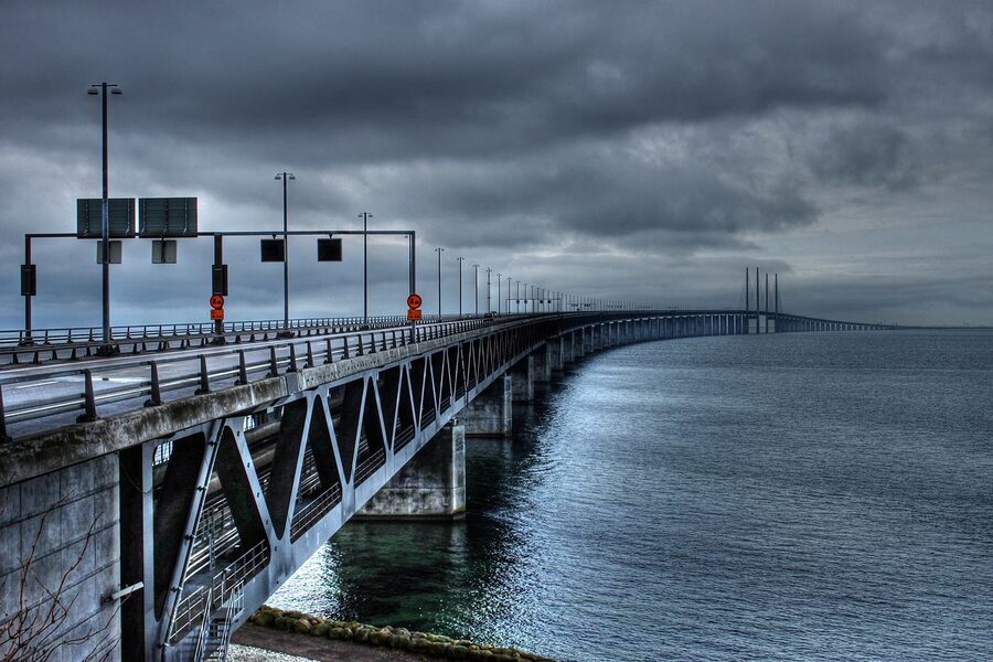 Oresund Bridge double-deck with railway and motorway