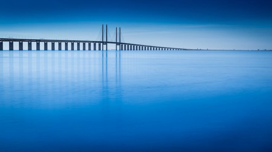 Oresund Bridge stretching across the strait between Denmark and Sweden