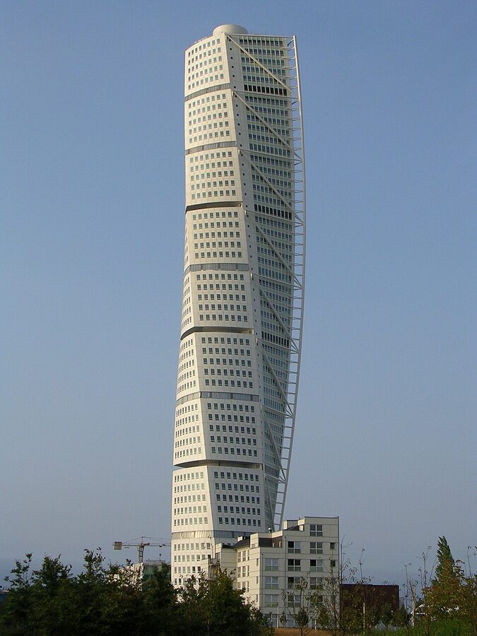 Turning Torso Malmö close-up showing twisting facade