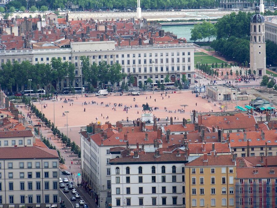 Place Bellecour square and city centre in Lyon France