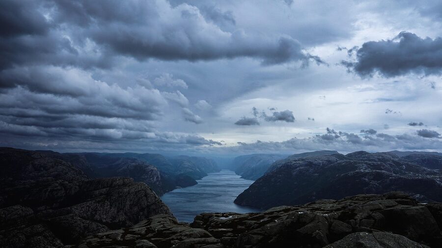 Lysefjord cloudy mountains landscape