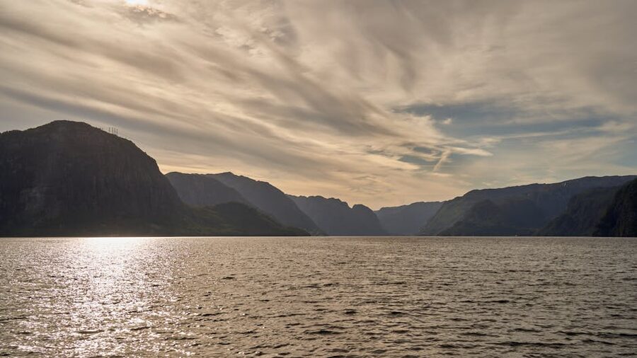 Lysefjord at sunset in Rogaland