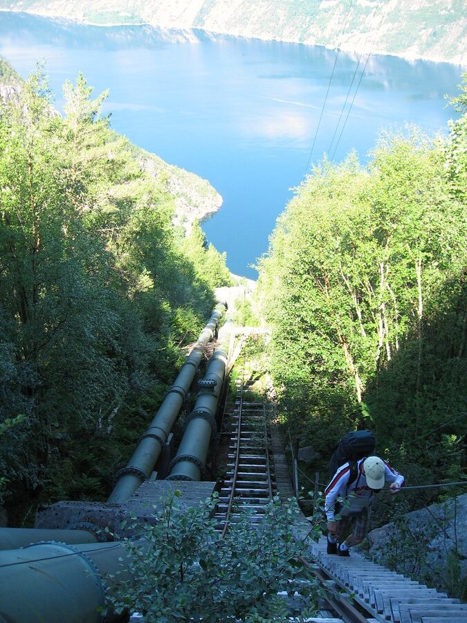 Florli wooden stairs in the Lysefjord
