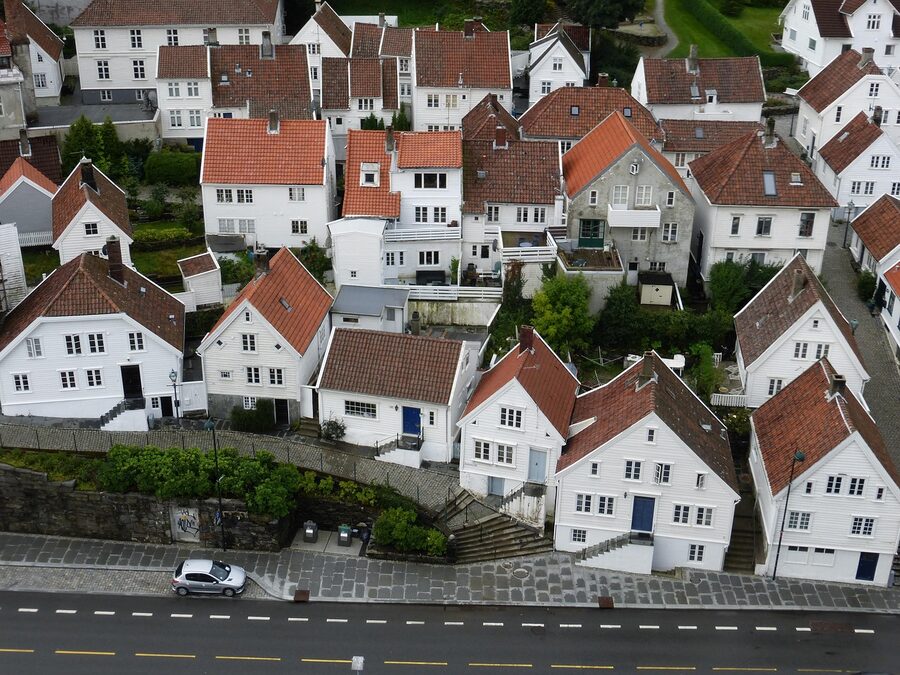 Old Stavanger district with white wooden houses