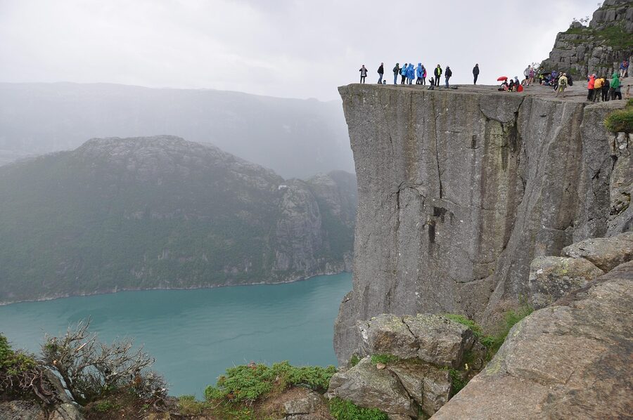 Pulpit Rock cliff edge with Lysefjord below