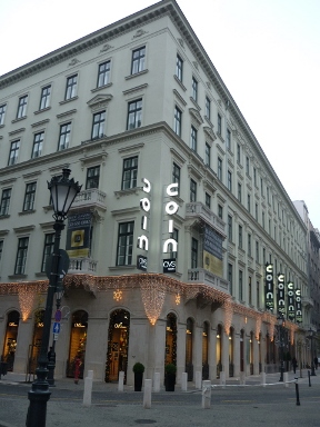 Corner detail of Palazzo Dorottya in Budapest