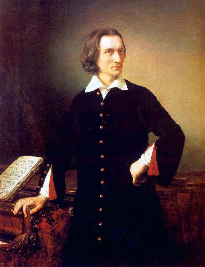 Painted portrait of composer Franz Liszt by Miklos Barabas
