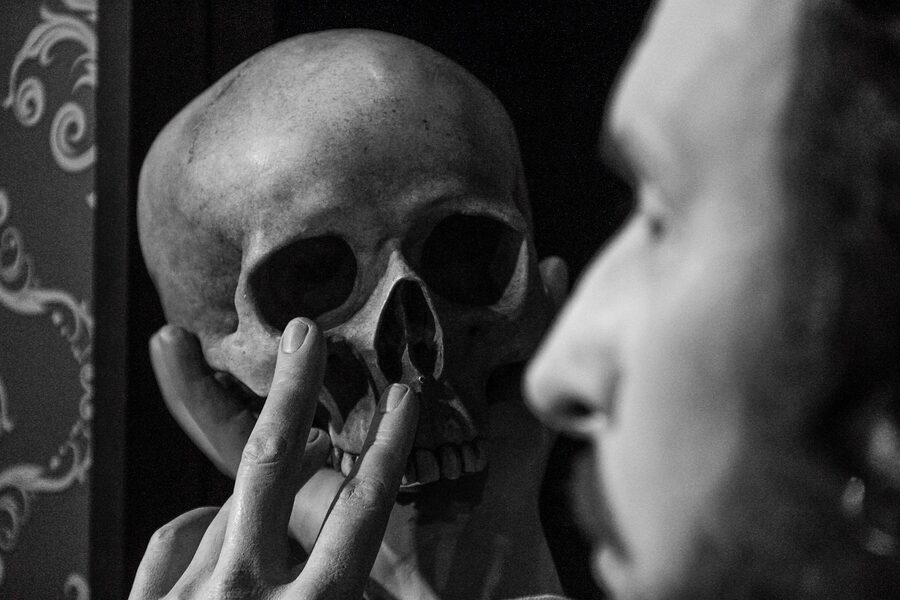 Close-up detail of a wax figure hand