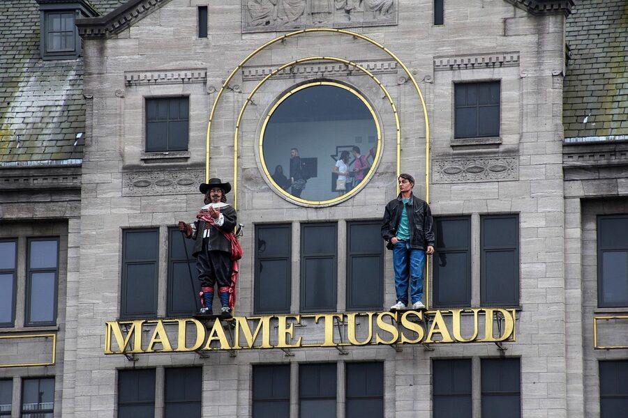 Madame Tussauds wax museum branded sign at entrance