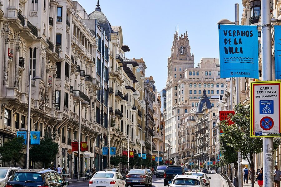 Gran Via architecture and buildings in central Madrid