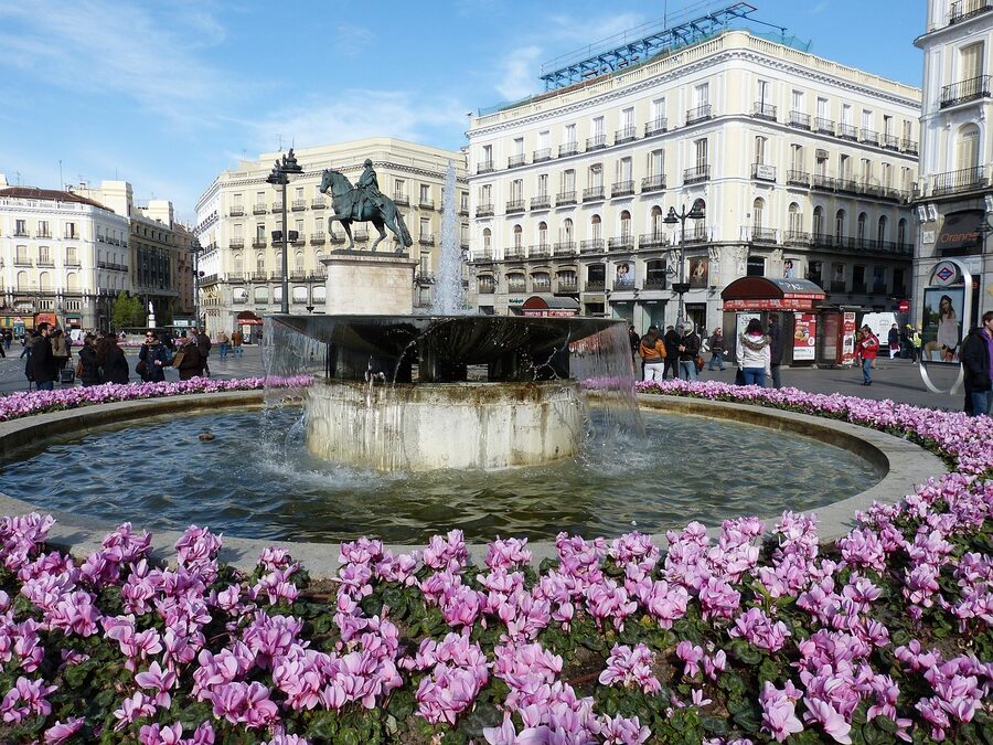 Plaza Mayor square in Madrid with traditional architecture
