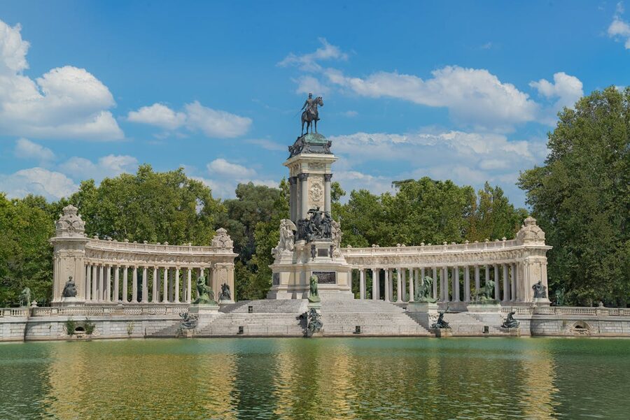 Alfonso XII monument colonnade at El Retiro Park Madrid