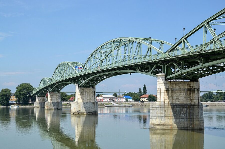 Maria Valeria Bridge between Esztergom and Slovakia in daytime