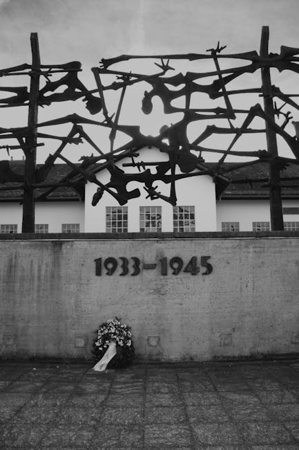 Memorial sculpture at a concentration camp site