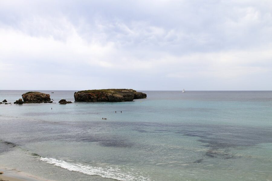 Small rocky islets in the Mediterranean sea near Ciutadella de Menorca