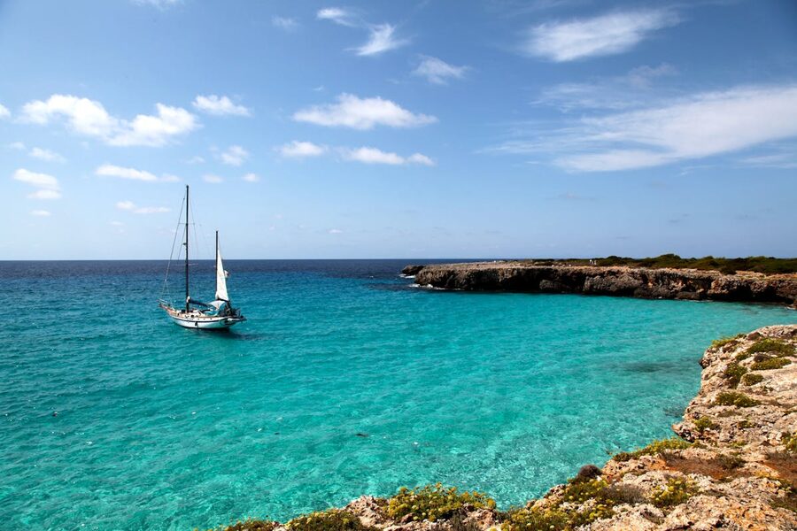 Sailboat along the coast of Ciutadella de Menorca