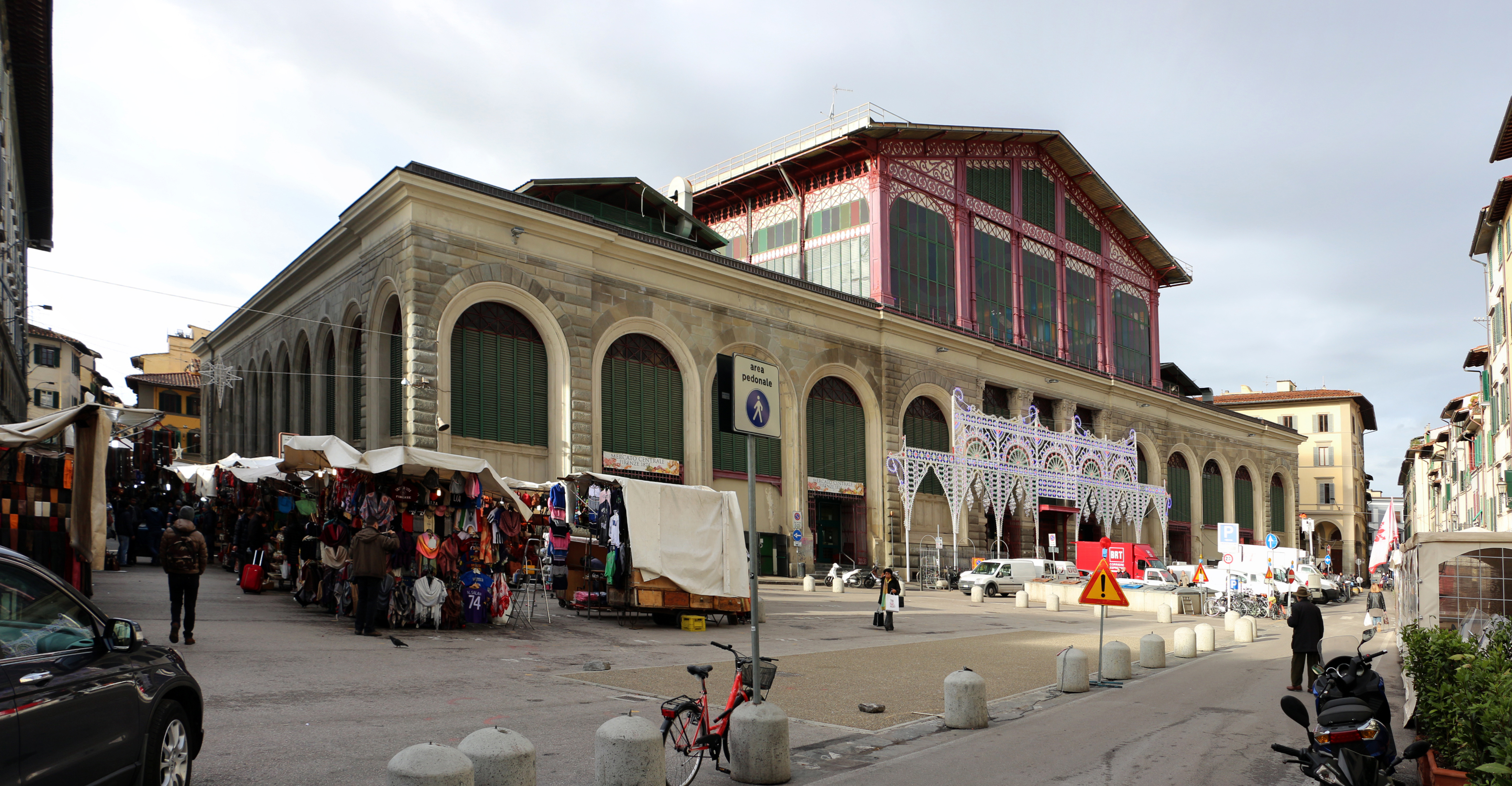 Exterior of Mercato Centrale di San Lorenzo food market in Florence Italy