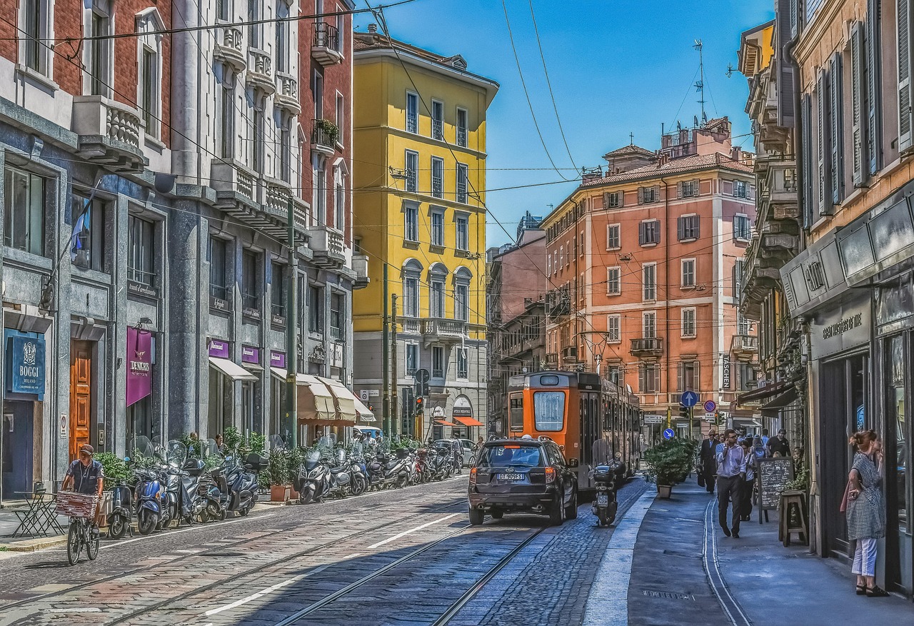 Street scene in Milan Italy