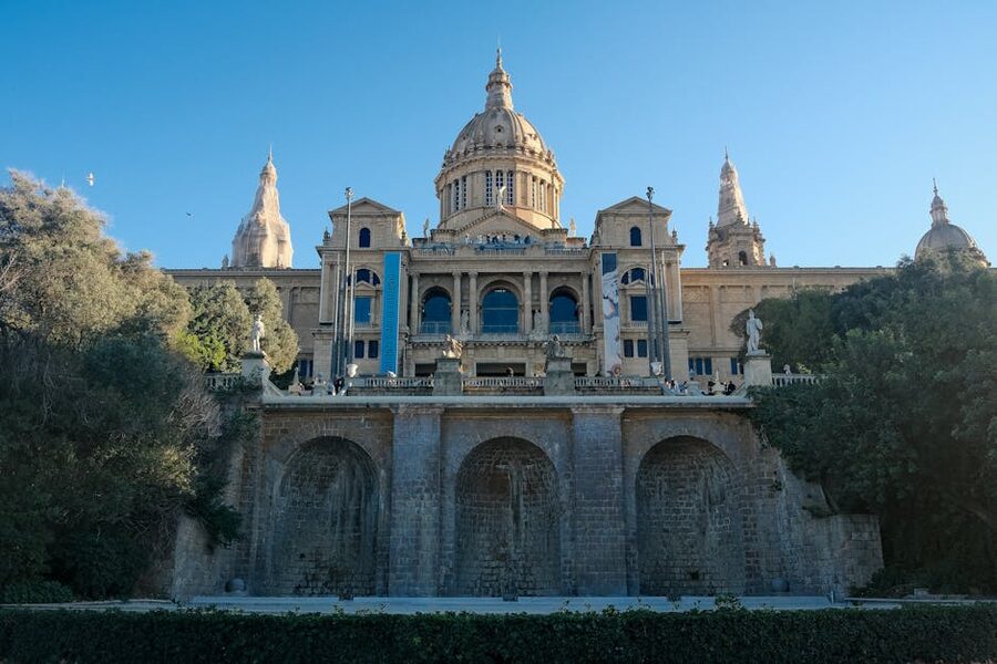 National Art Museum of Catalonia grand facade on Montjuic hill