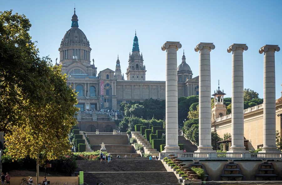 National Museum of Art of Catalunya MNAC grand staircase and facade