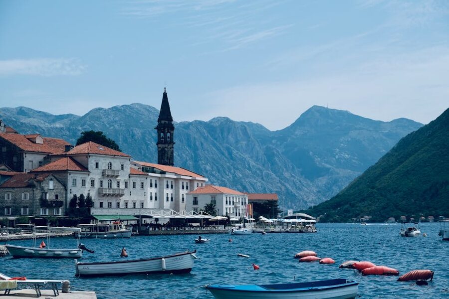 Perast waterfront charming town by water