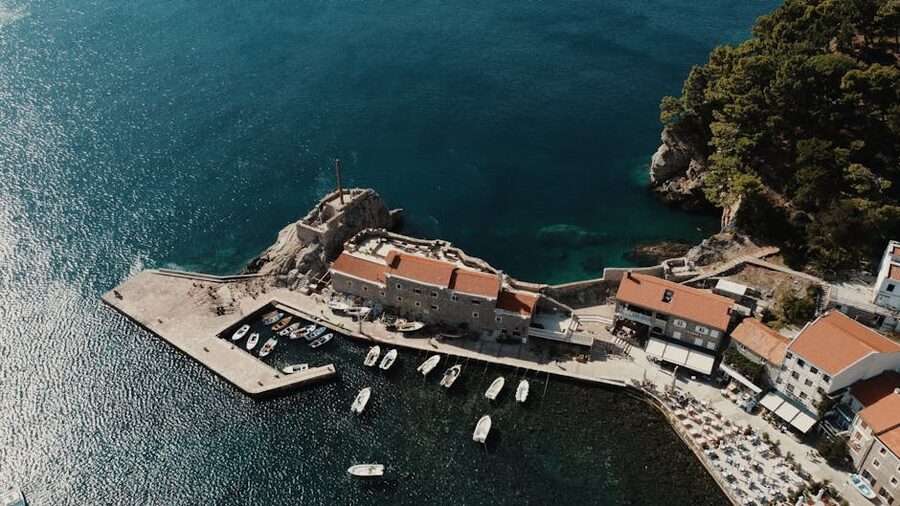Petrovac harbor boats Montenegro coast