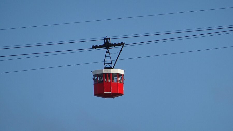 Montjuic cableway gondola over Barcelona port