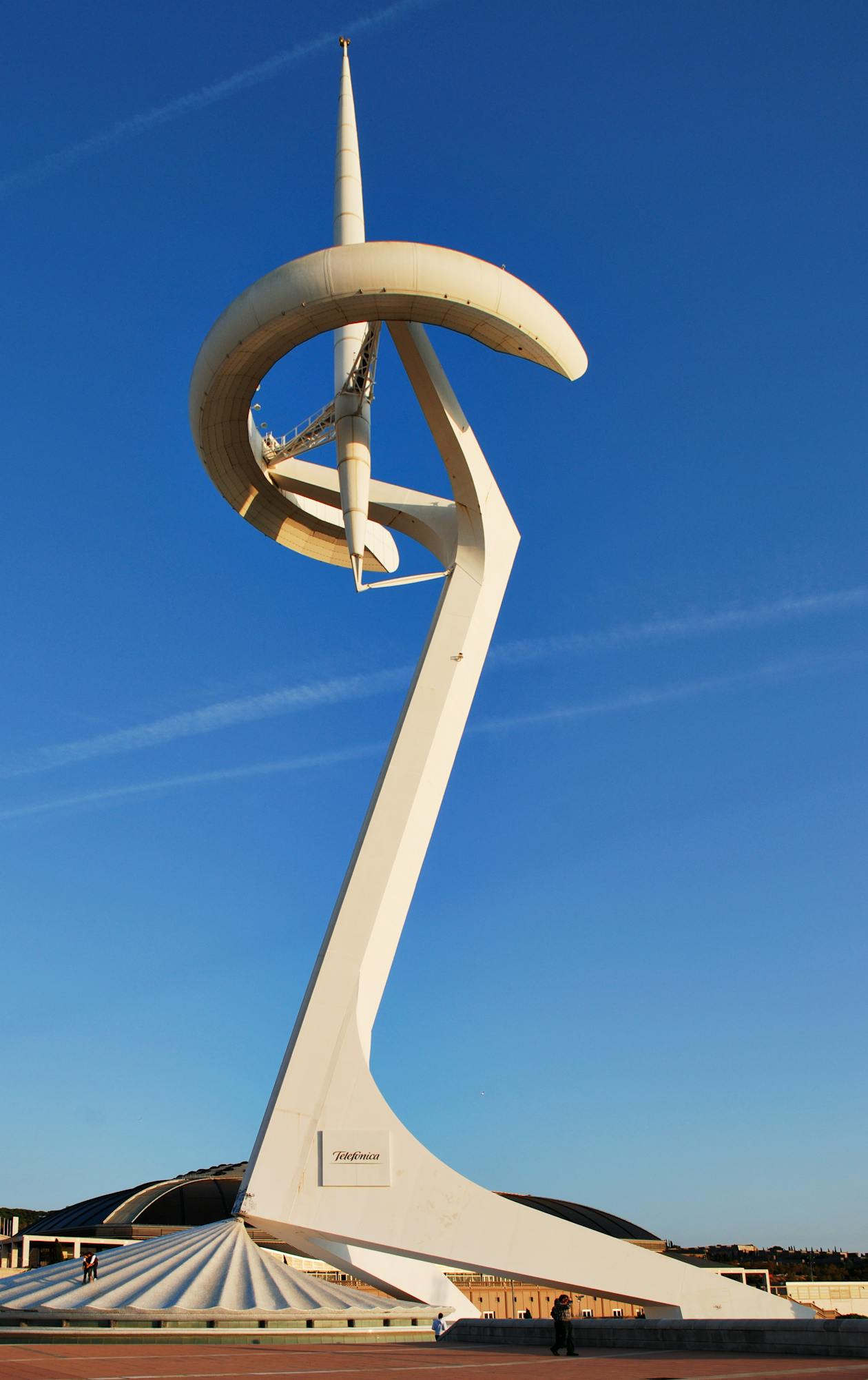 Montjuic Communications Tower designed by Santiago Calatrava against a clear blue sky
