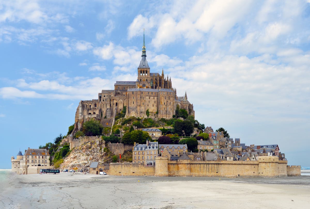 Close-up view of Le Mont-Saint-Michel Abbey