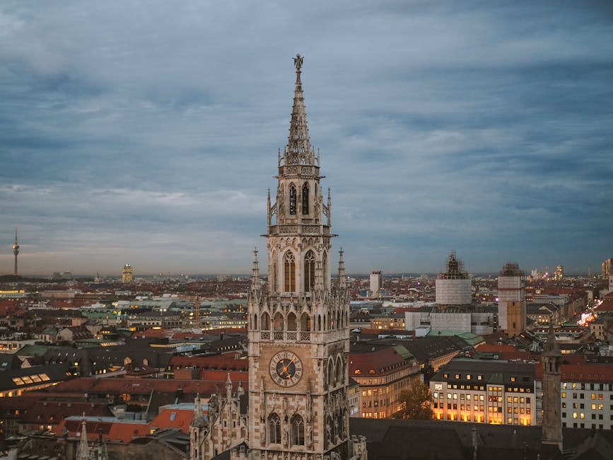 Munich New Town Hall at dusk