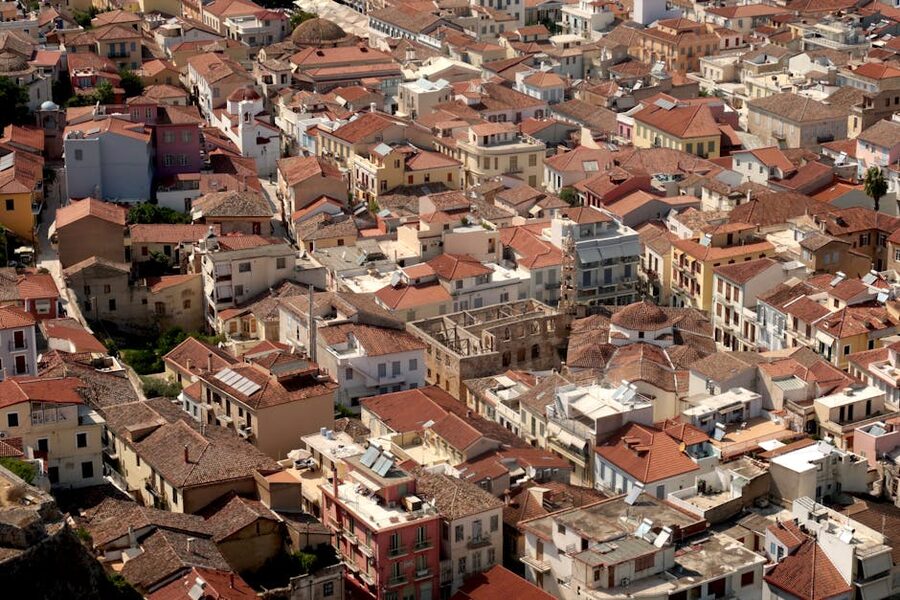 Nafplion red rooftops Mediterranean houses