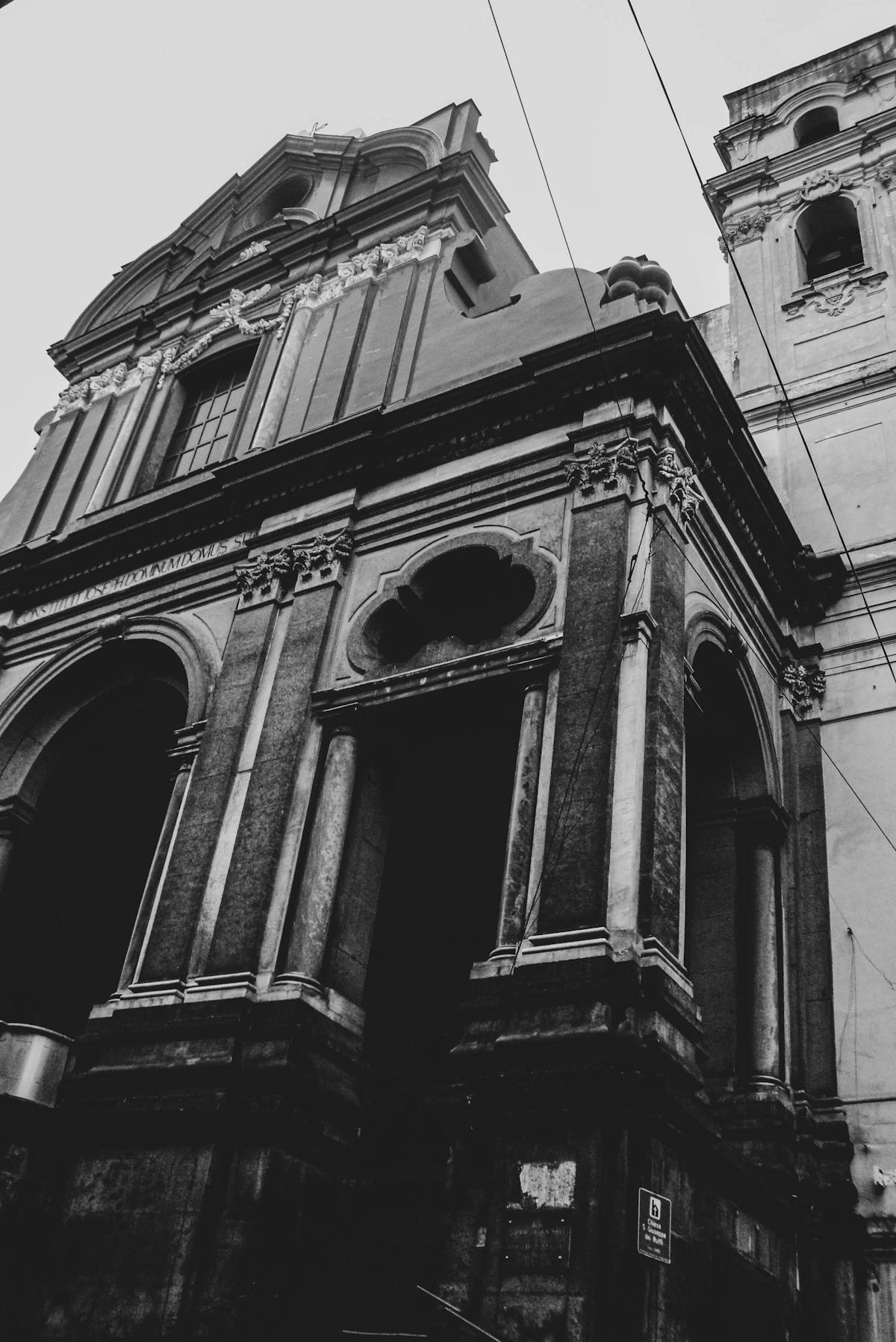 Classic baroque facade of a church in Naples