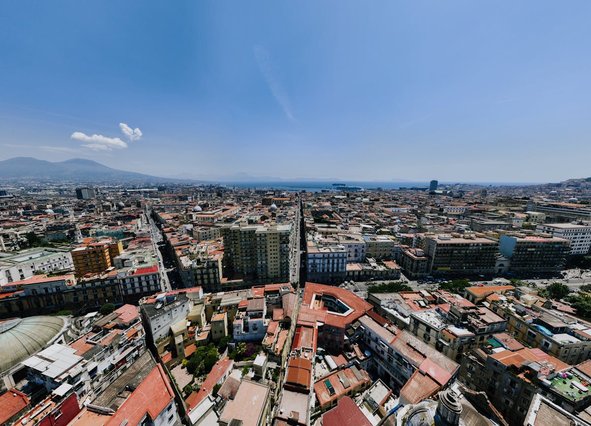 Panoramic view of Naples city with buildings along the waterfront
