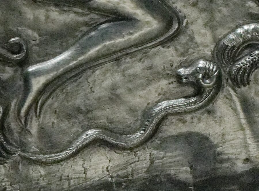 Gundestrup Cauldron horned serpent plate detail