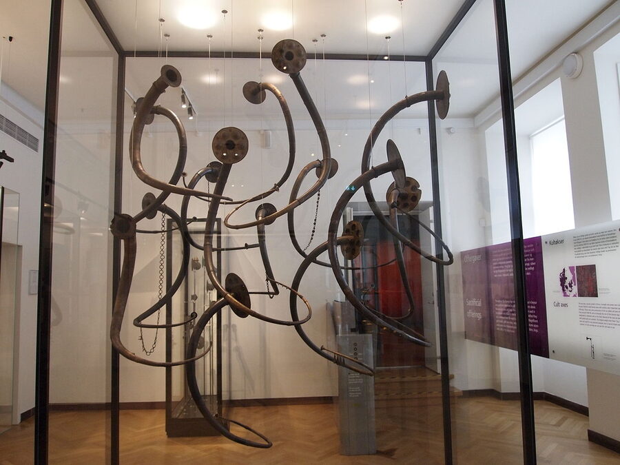 Display of Lurs Bronze Age collection at the National Museum of Denmark