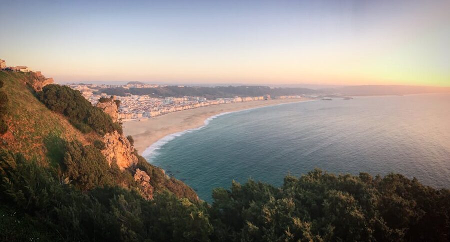 Nazare beach at sunset